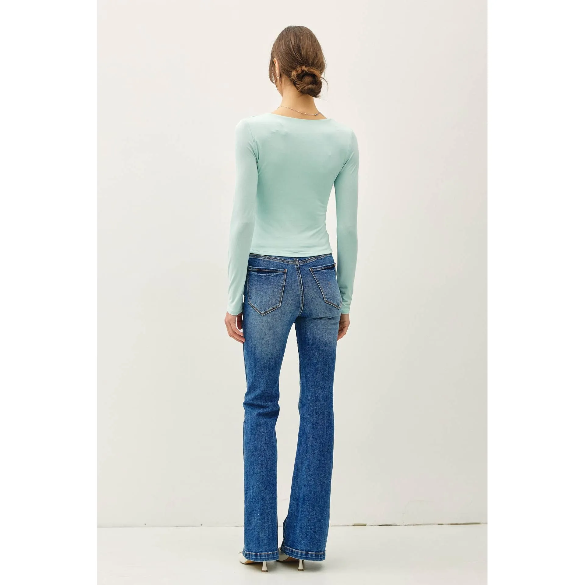 BASIC SQUARE NECK LONG SLEEVE TOP