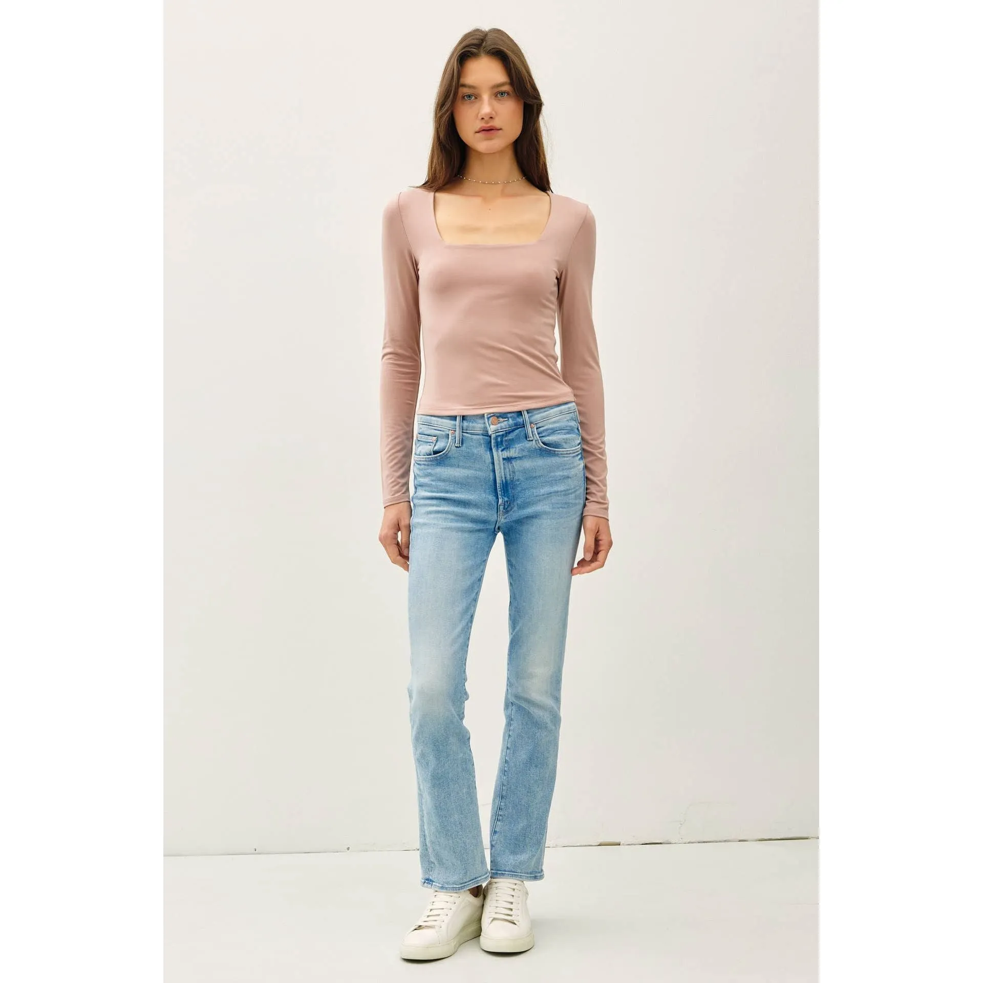 BASIC SQUARE NECK LONG SLEEVE TOP