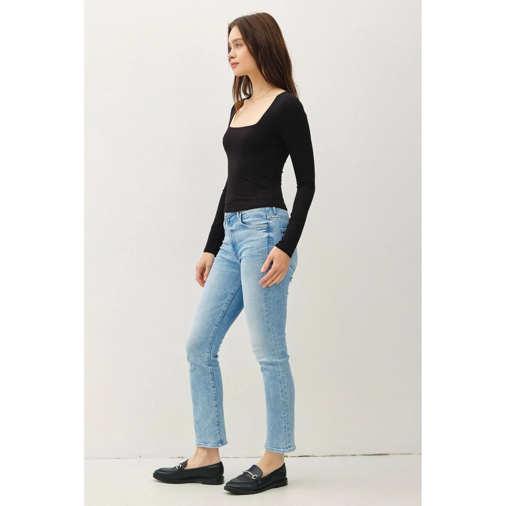 BASIC SQUARE NECK LONG SLEEVE TOP