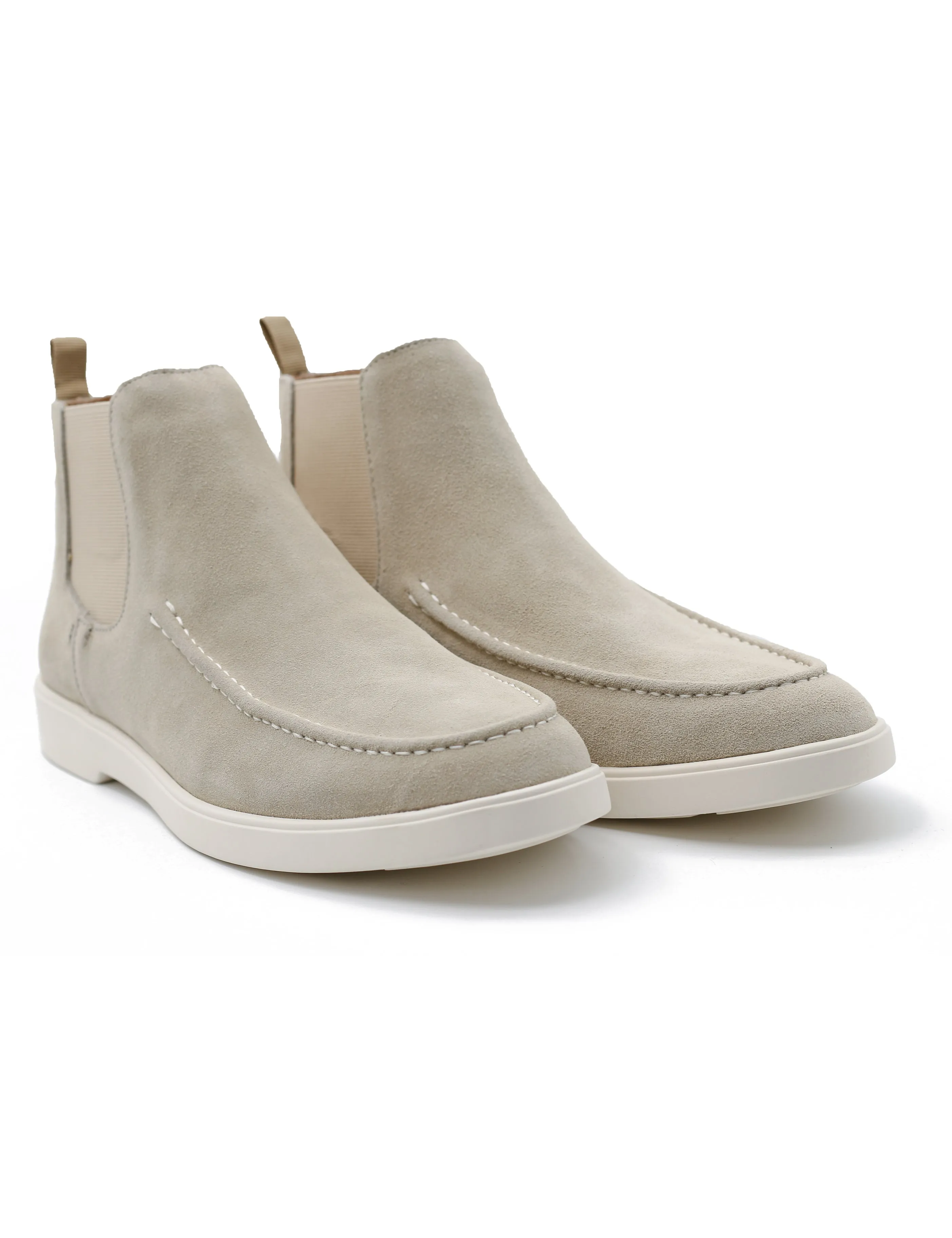 Beige Suede Chelsea Boots Low Top