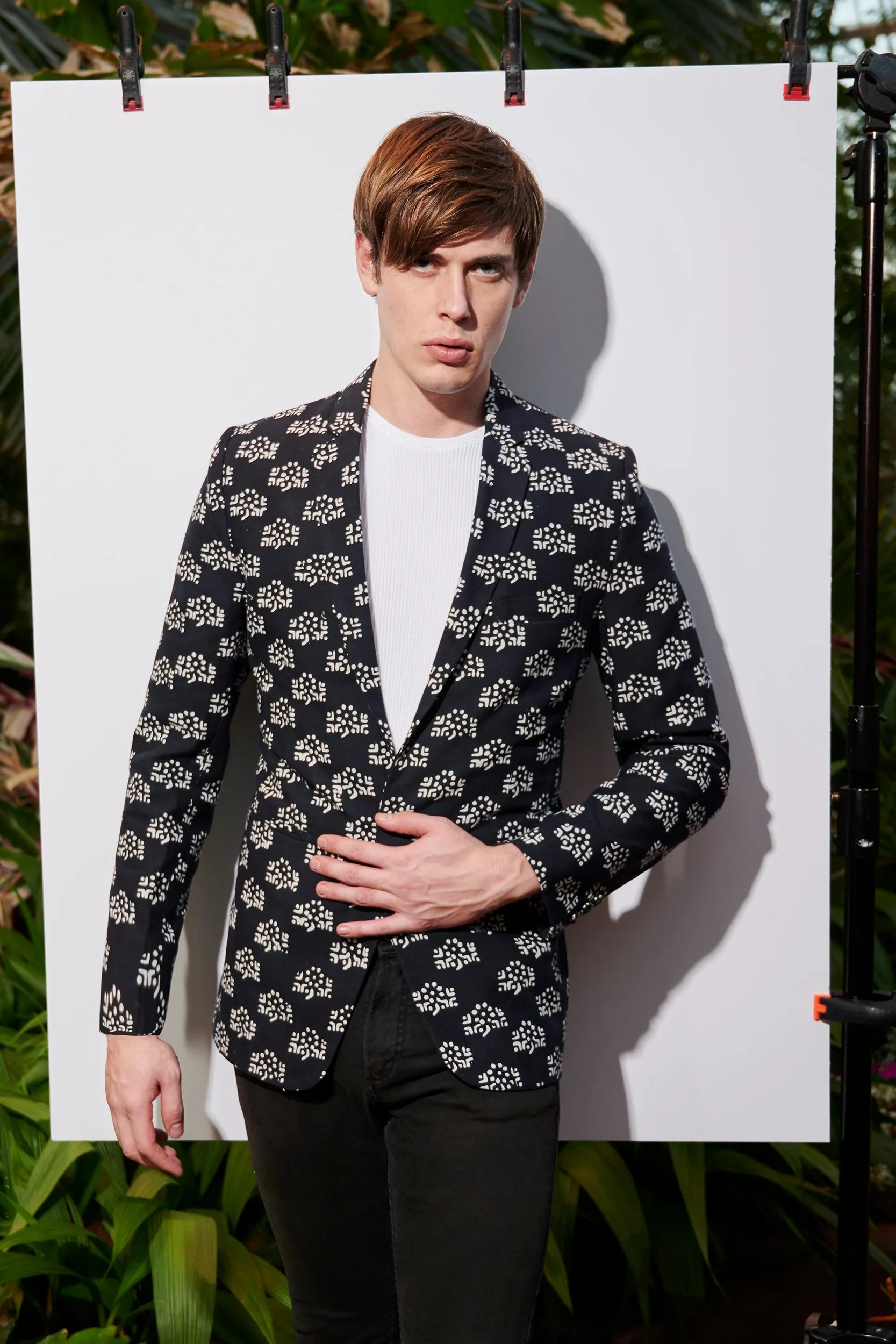 Black and White Floral Blazer