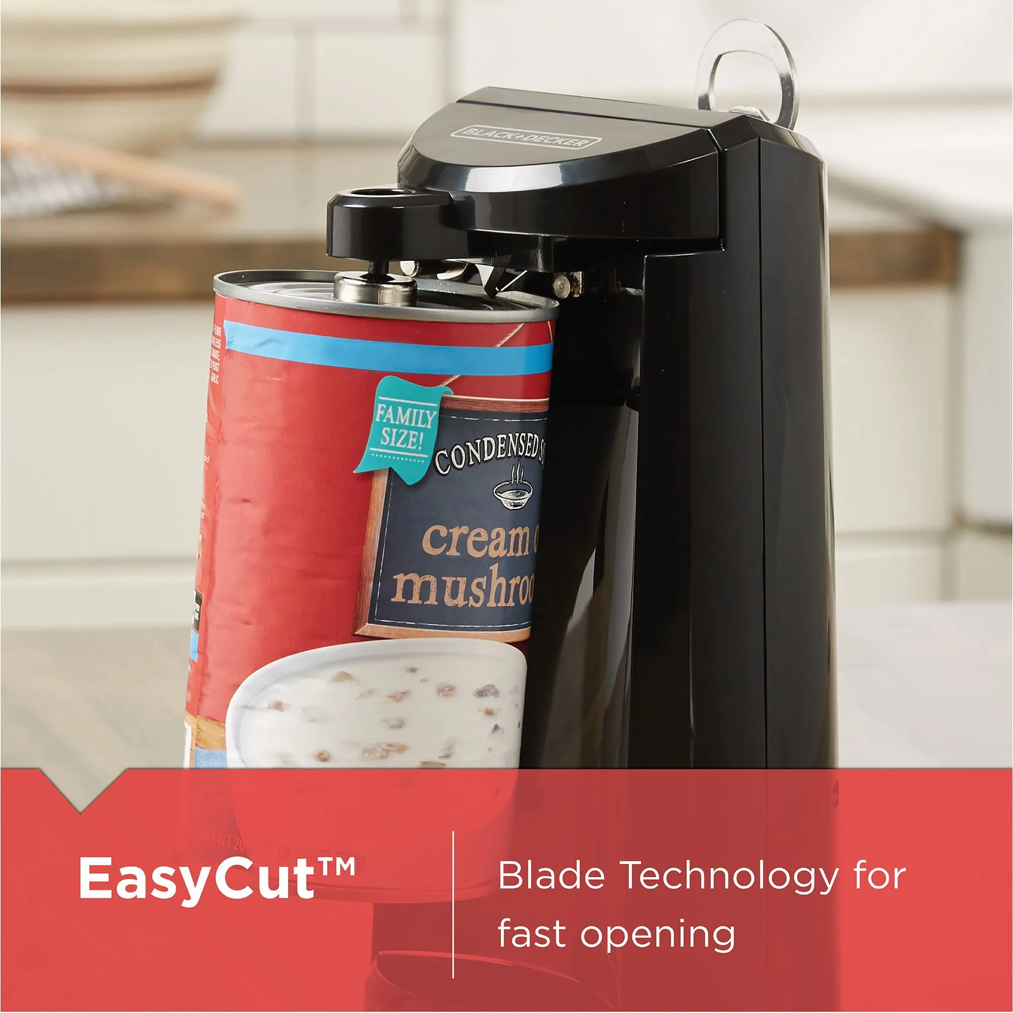 BLACK DECKER Easy Cut Extra-Tall Can Opener W/ Sharpener And Bottle Opener Black