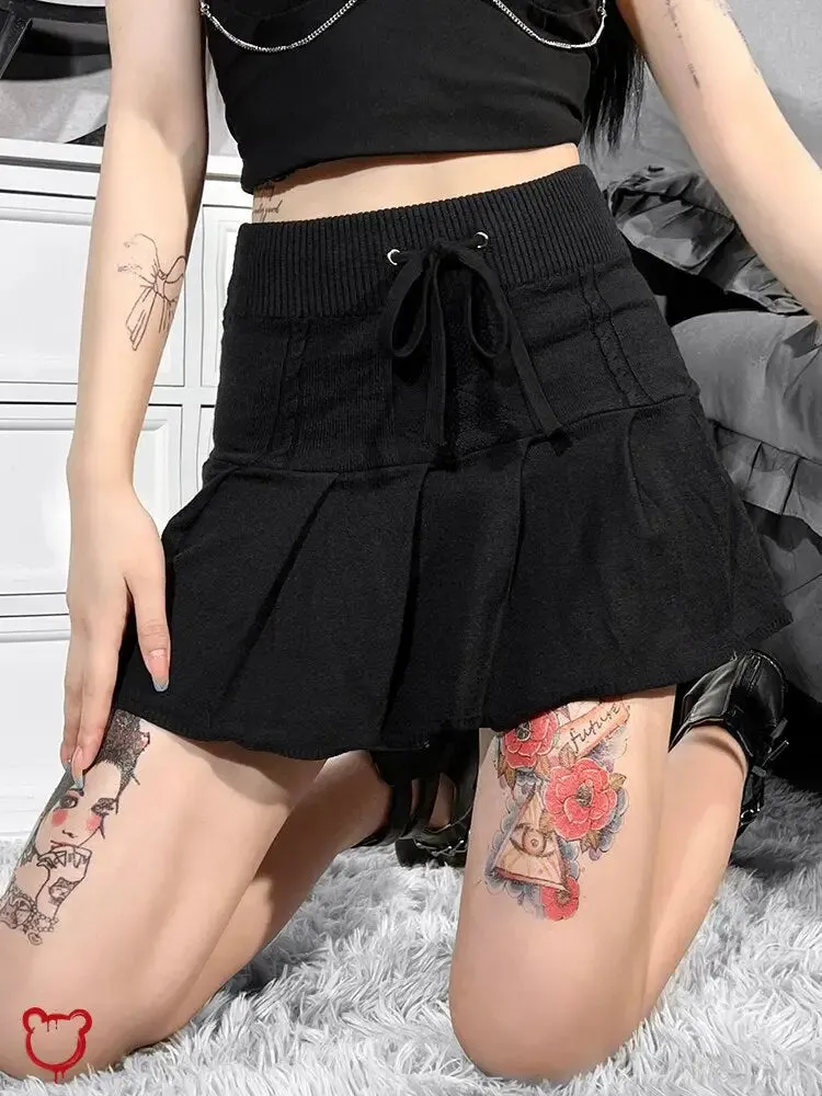 Black Gothic A-Line Mini Skirt