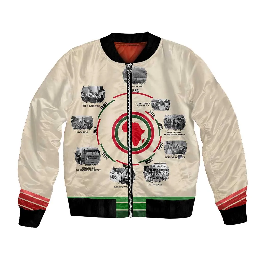 Black History Milestones - African Timeline Bomber Jacket DT02
