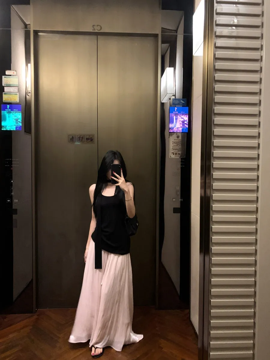 Black Vest with A-Line Skirt