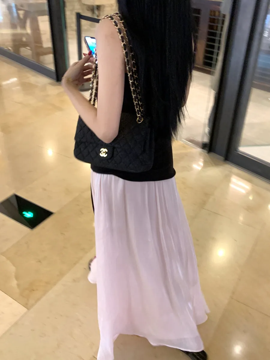 Black Vest with A-Line Skirt