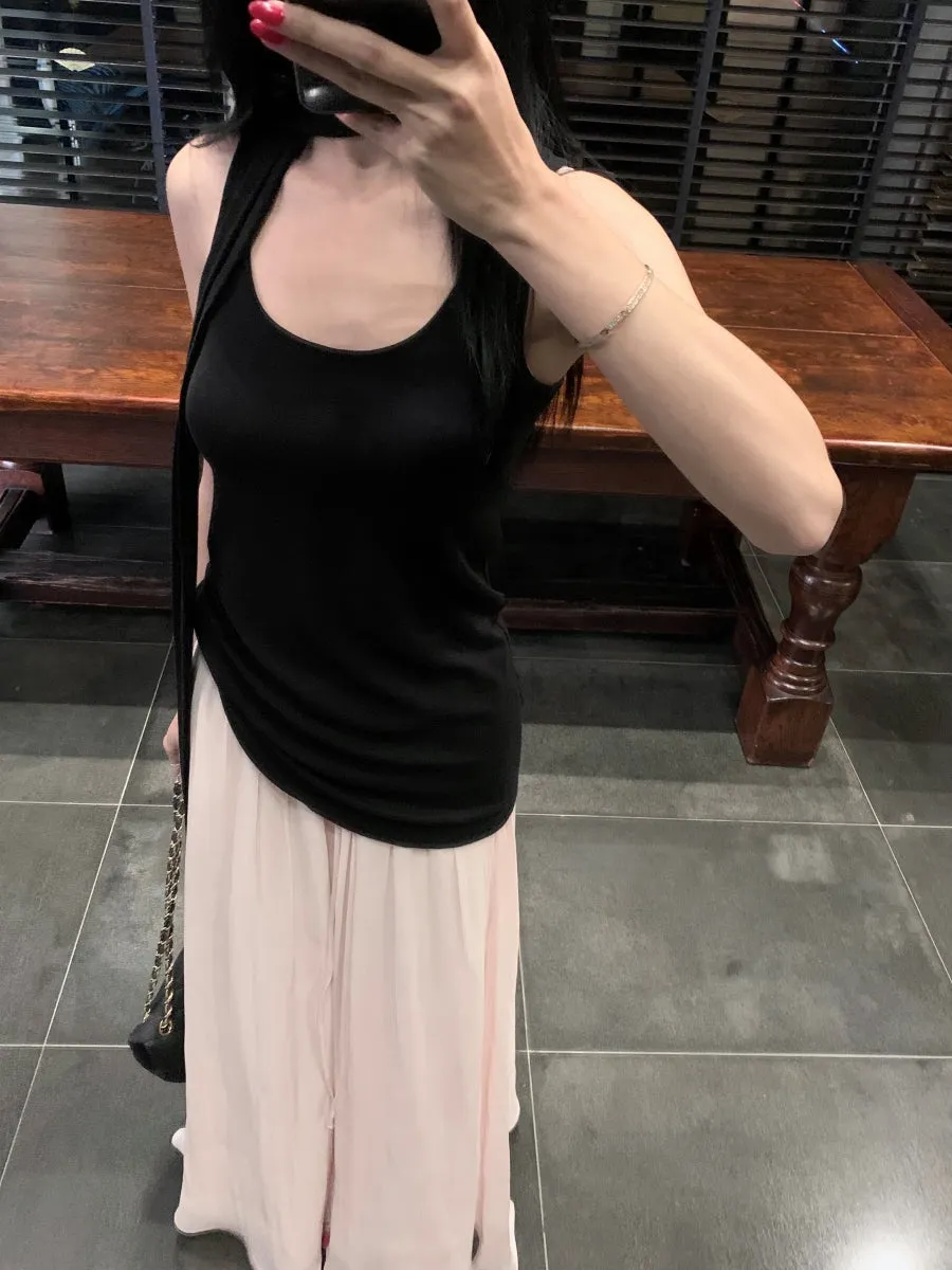 Black Vest with A-Line Skirt