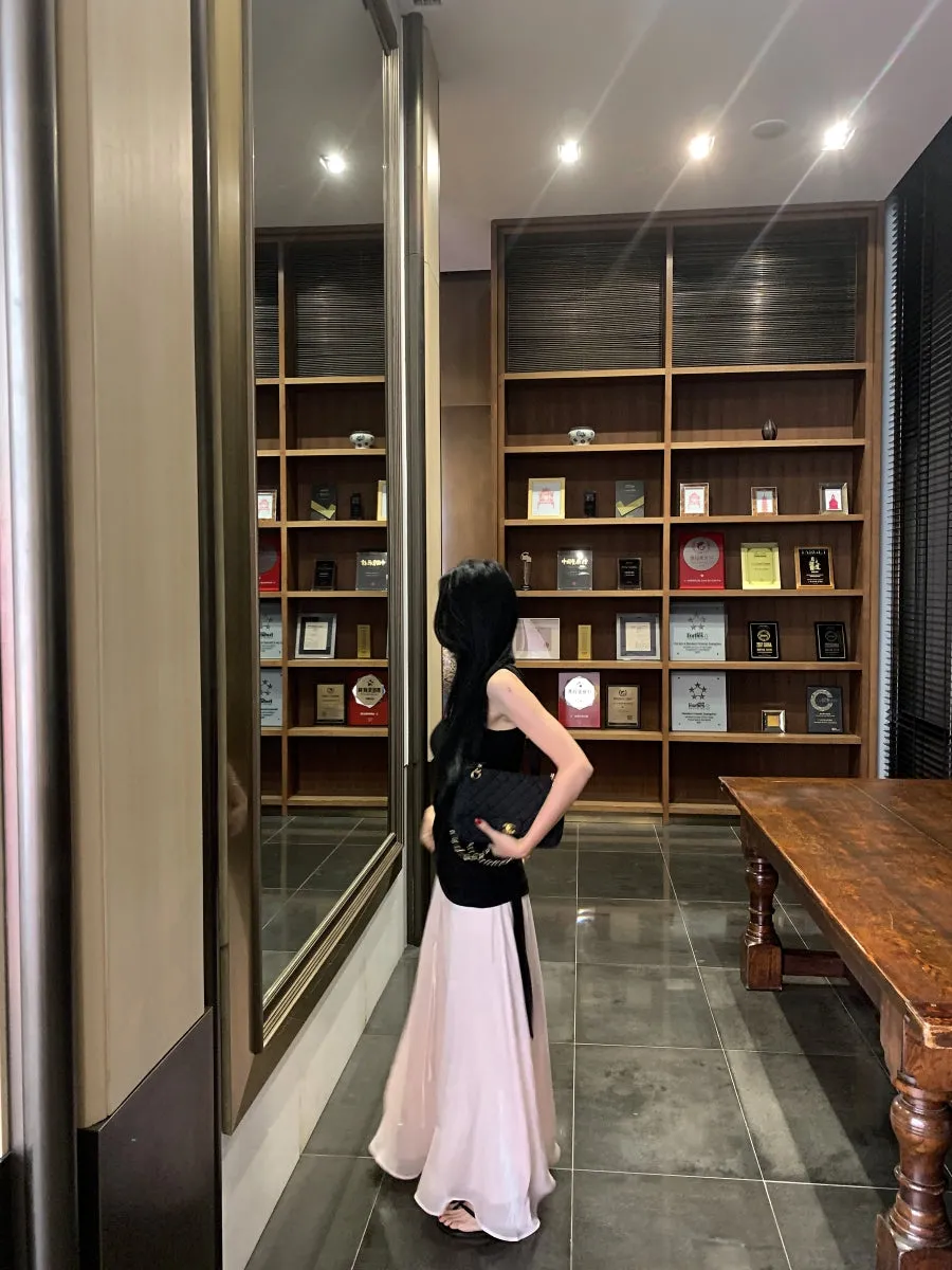 Black Vest with A-Line Skirt