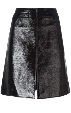 Black Vinyl A-Line Skirt