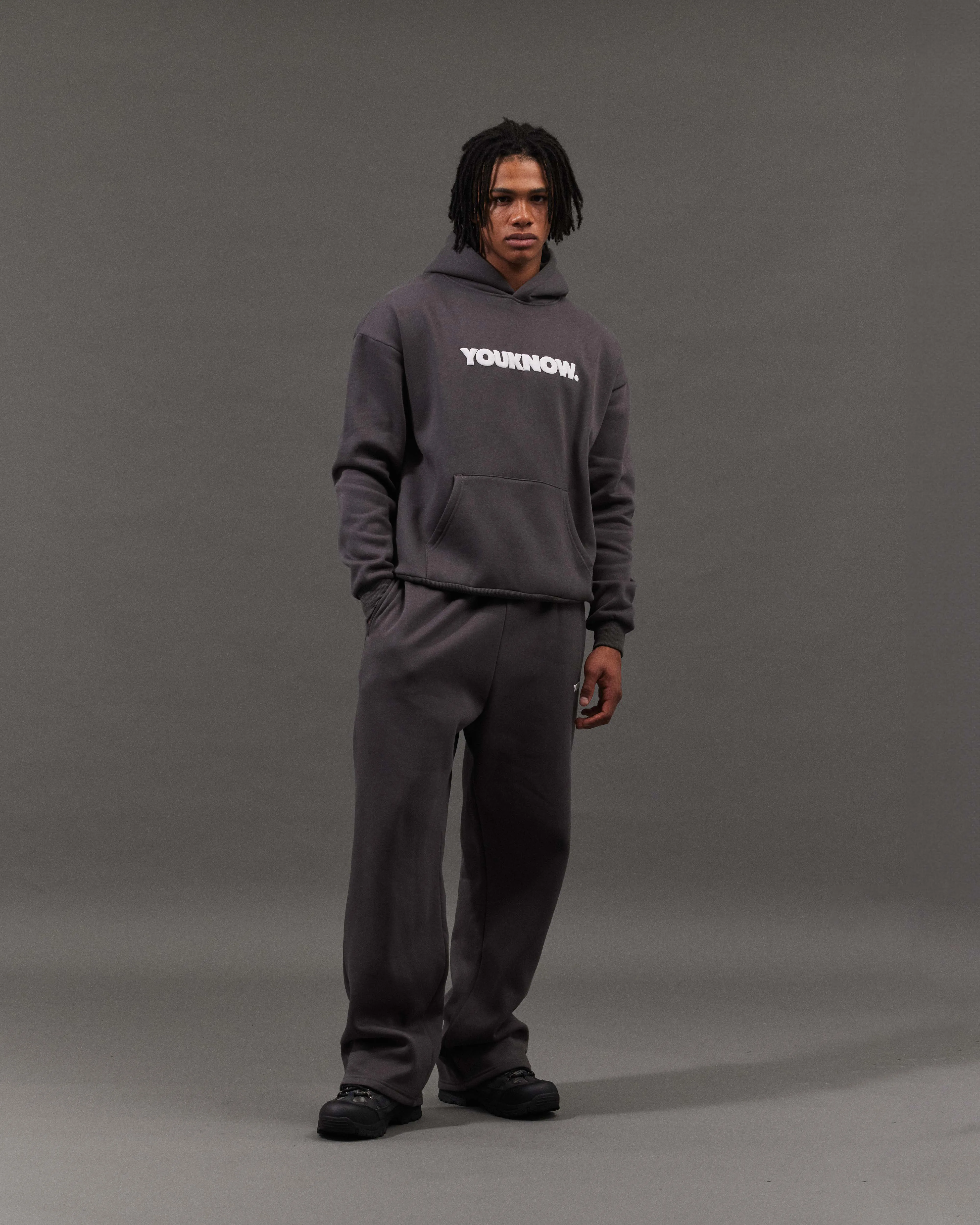 BLOCK WIDE-LEG SWEATPANTS | Slate