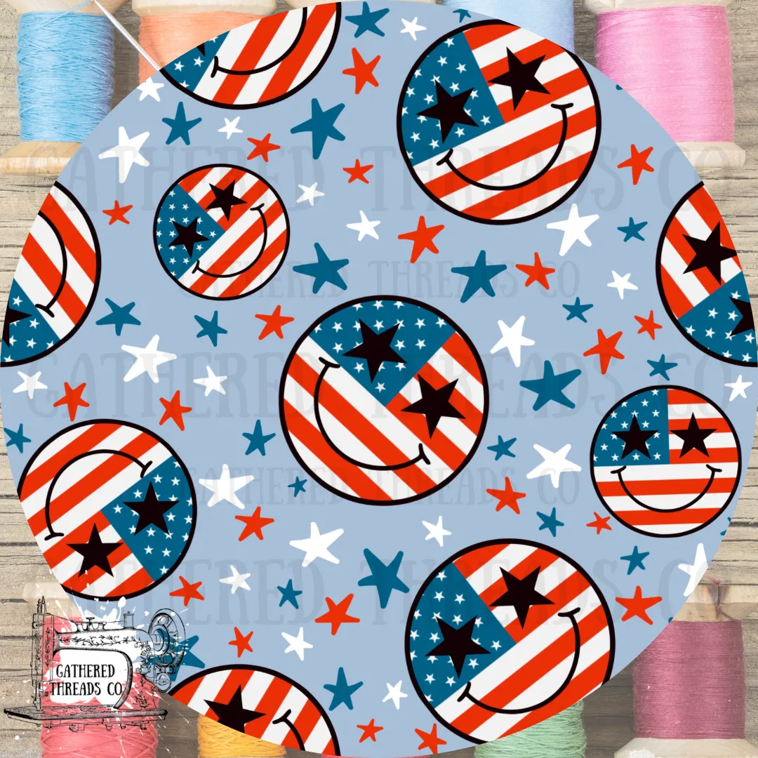 Blue Smiley Flags Basic Tops