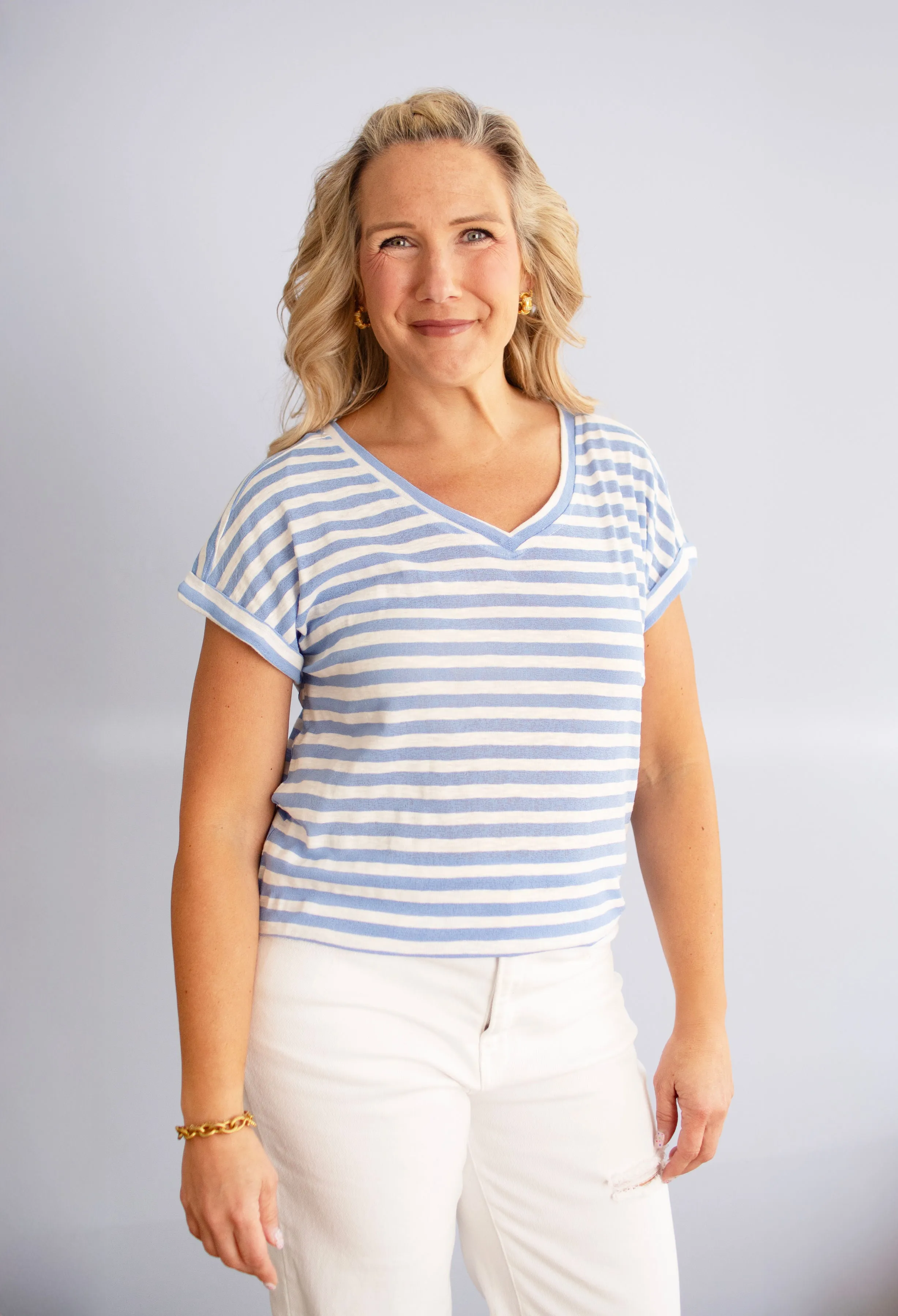Blue Striped Top