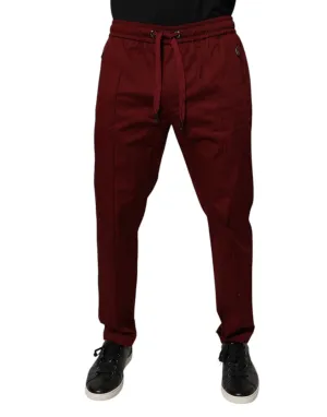 Bordeaux Cotton Men Jogger Sweatpants Pants