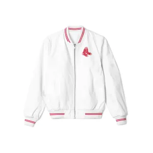 Boston Red Sox White Bomber Jacket – Classic Lightweight Outerwear with Iconic Team Logo