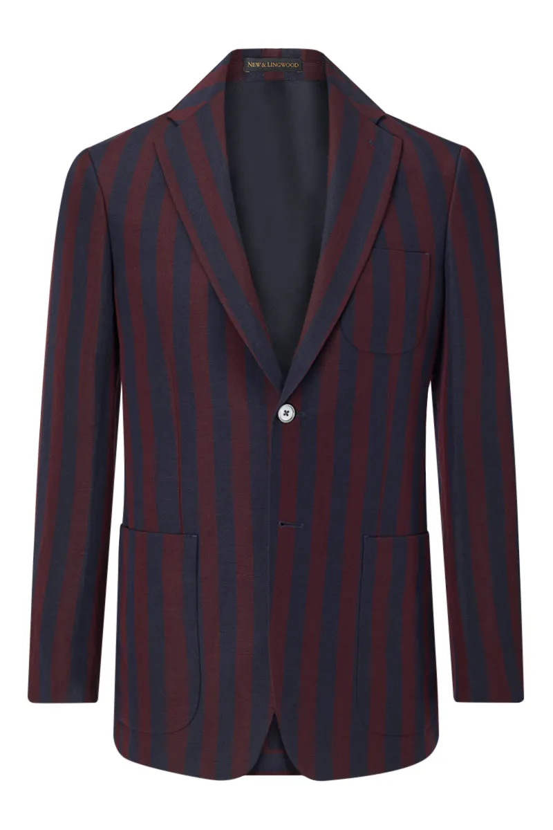 Burgundy & Navy Stripe Single Breasted Jacket