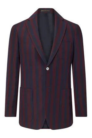 Burgundy & Navy Stripe Single Breasted Jacket