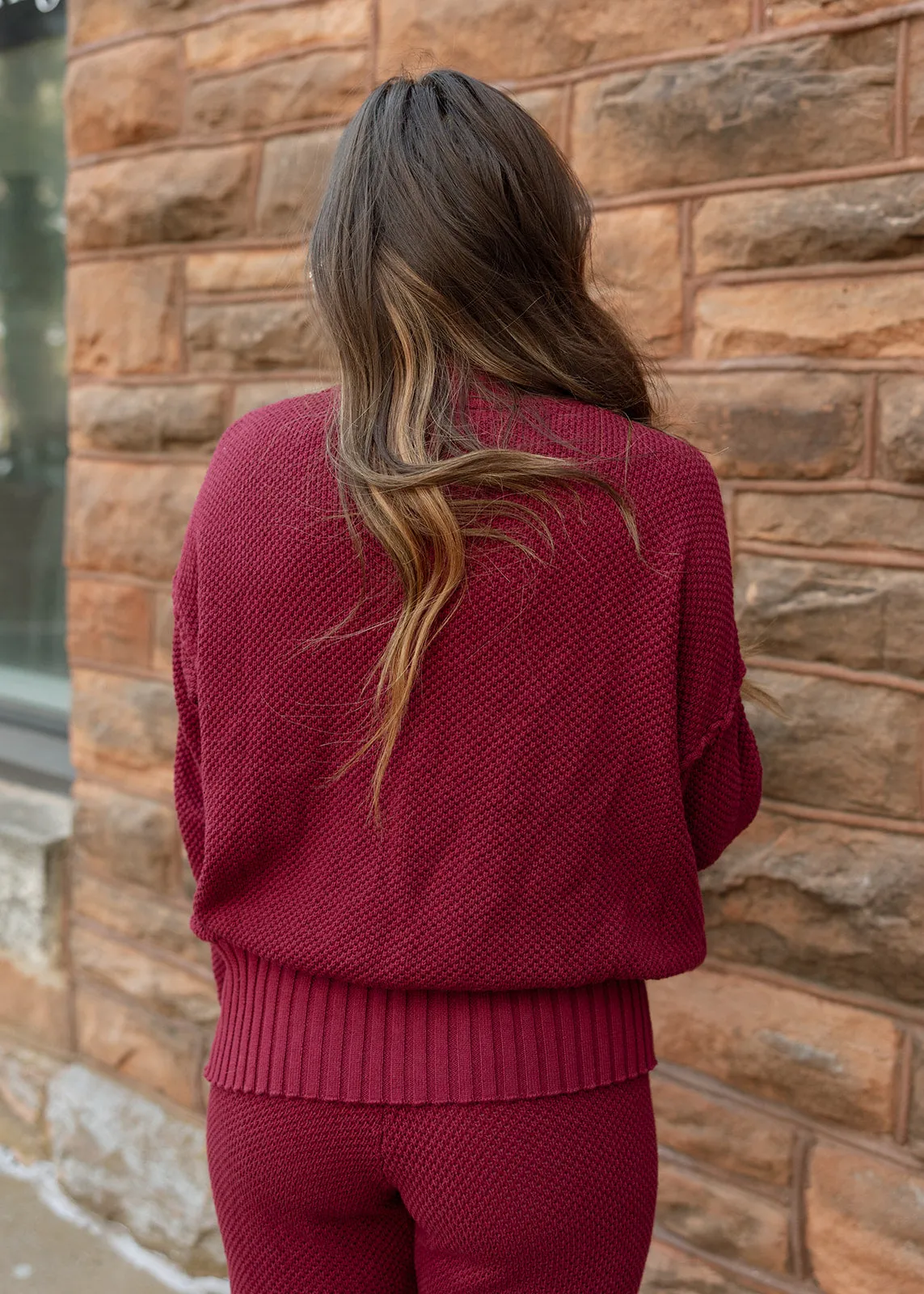 Cabin Fever Burgundy Cardigan & Jogger Set