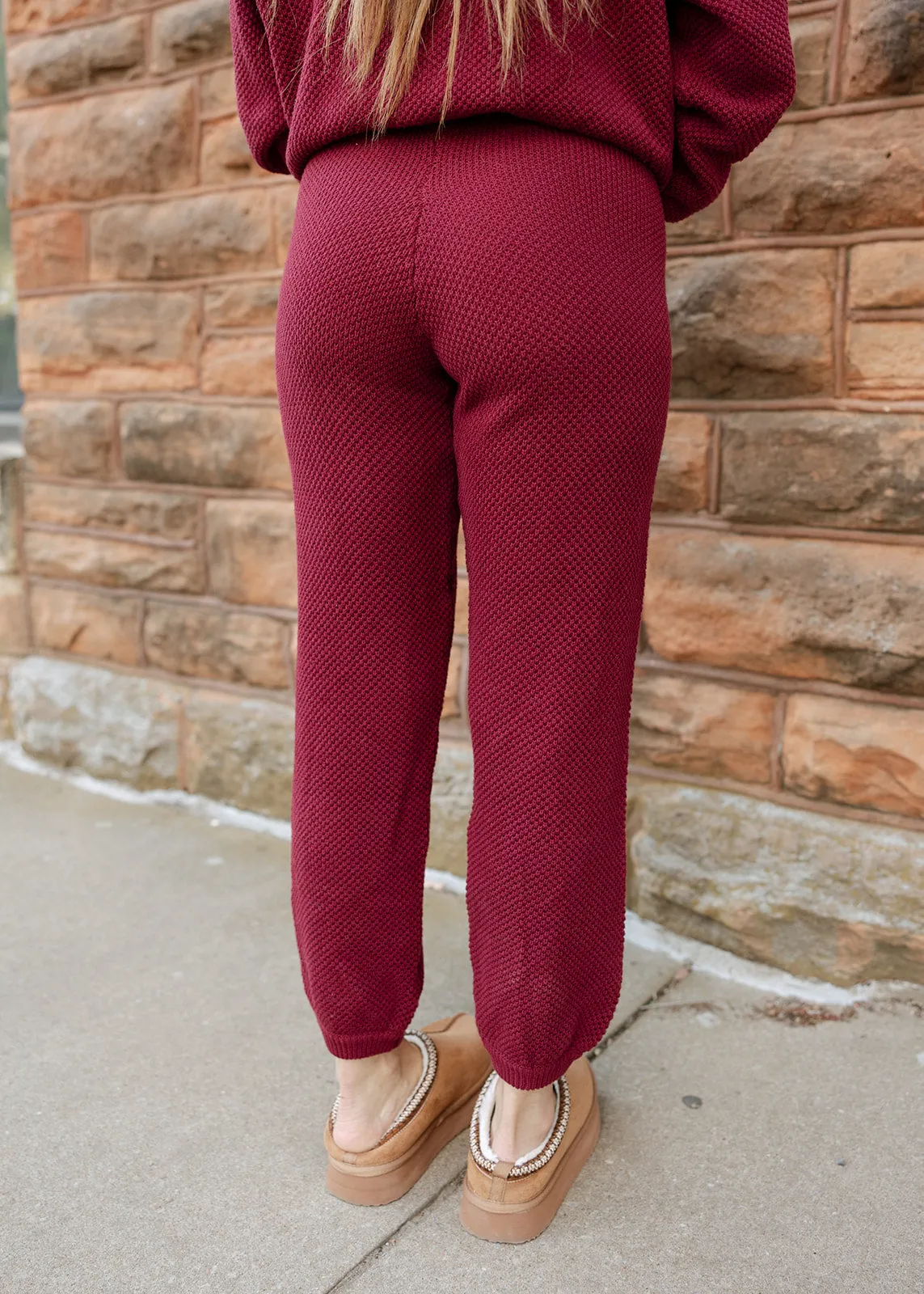 Cabin Fever Burgundy Cardigan & Jogger Set