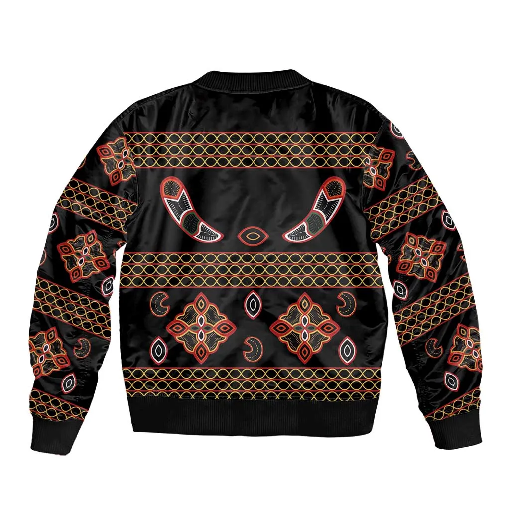 Cameroon Traditional Toghu Pattern Sleeve Zip Bomber Jacket LT15