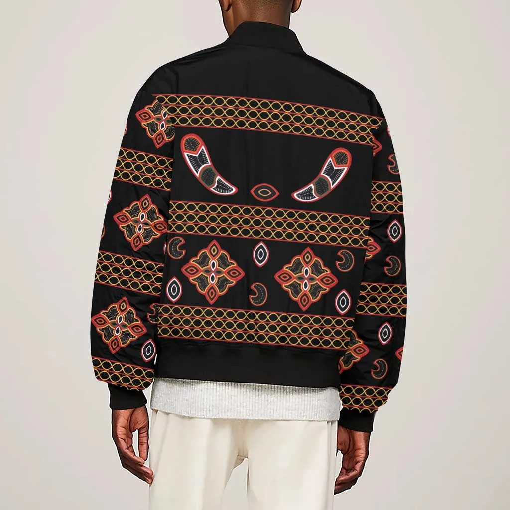 Cameroon Traditional Toghu Pattern Sleeve Zip Bomber Jacket LT15