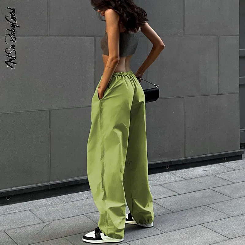 Cargo Pants Y2K Clothes Loose Drawstring Low Waist Joggers
