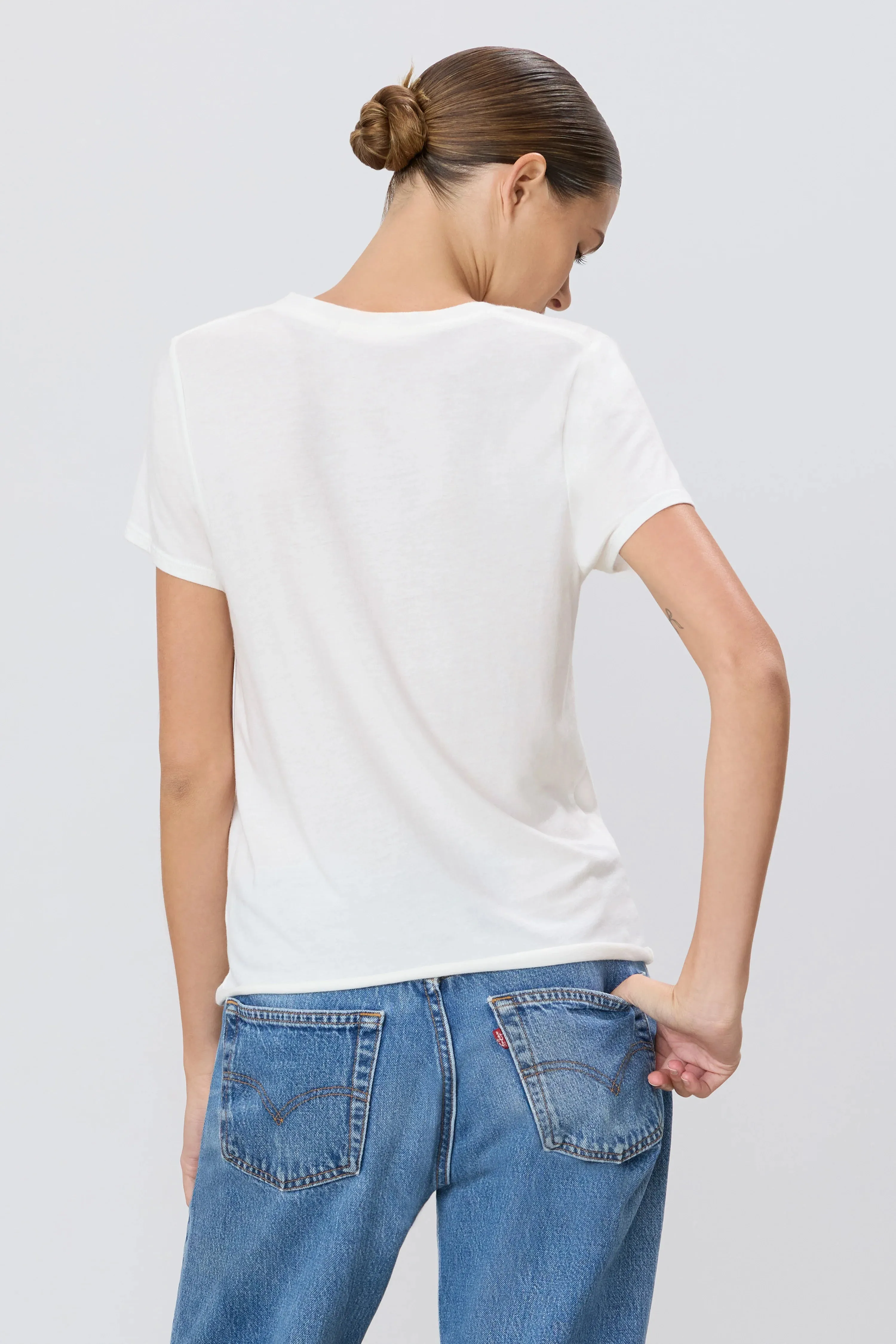 Chloe V Neck Tee - Ivory