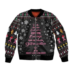 Christmas Tree Breast Cancer Afro Bomber Jacket Survivor African DT03