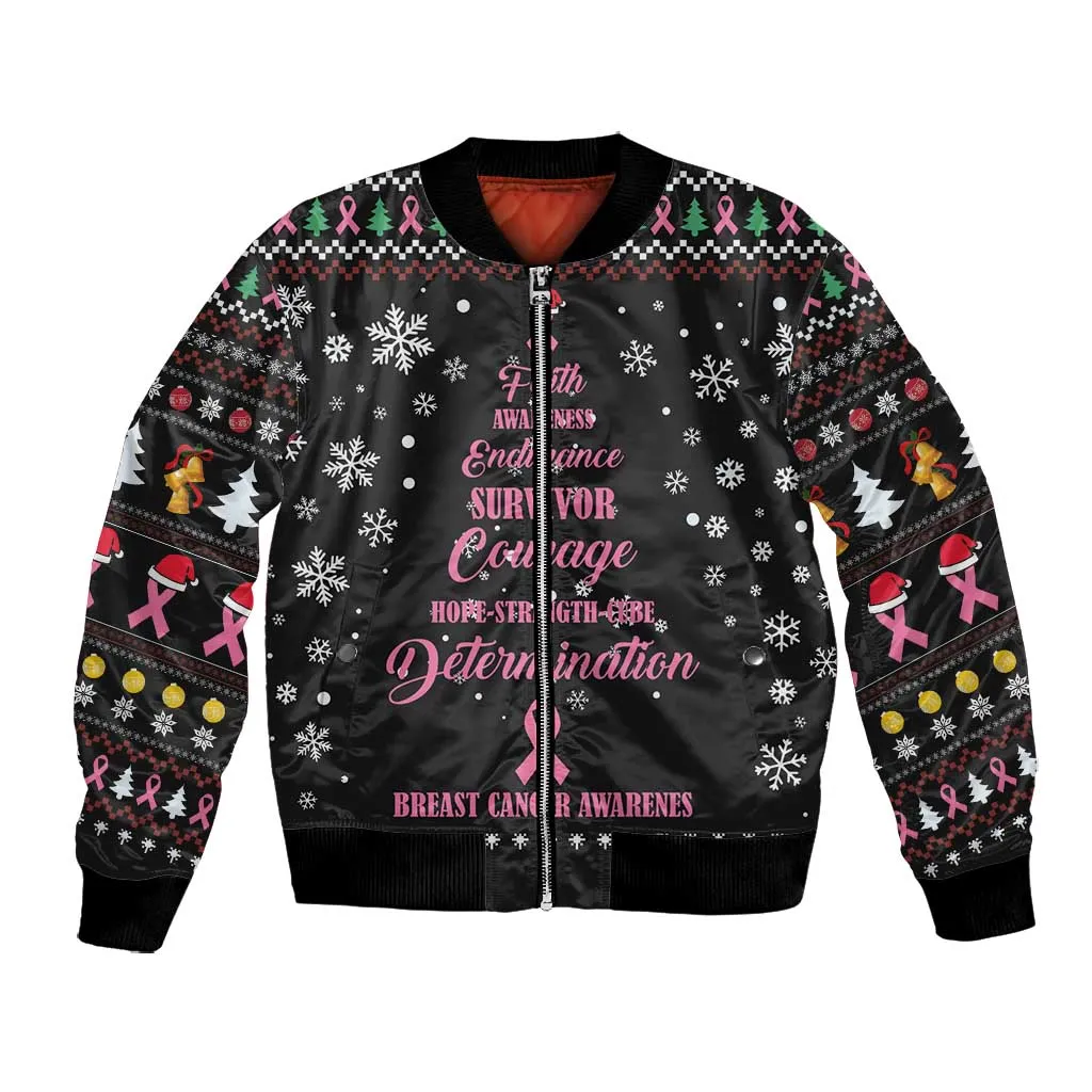 Christmas Tree Breast Cancer Afro Bomber Jacket Survivor African DT03