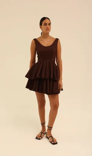 Circle Mini Skirt in Brown