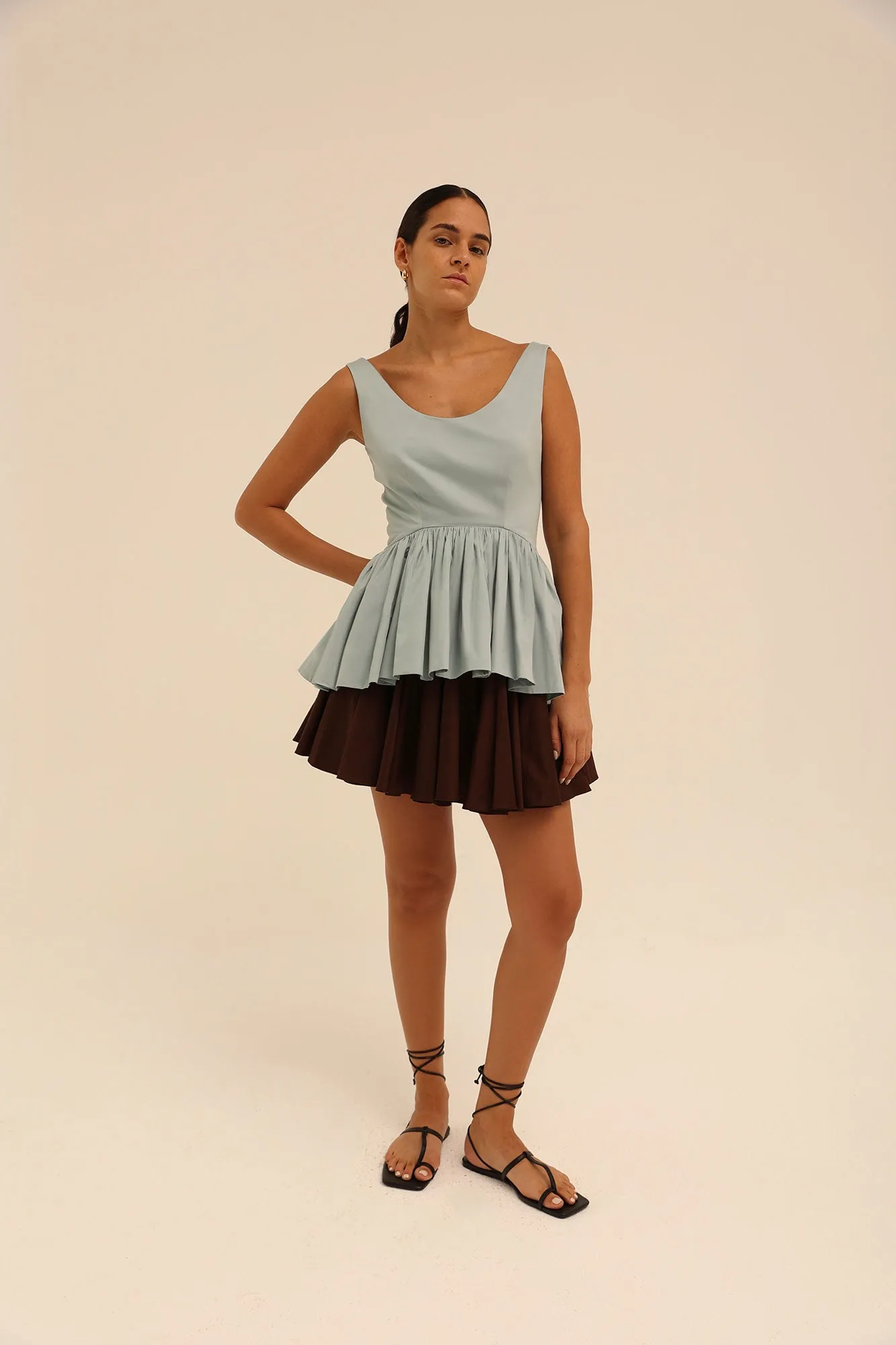 Circle Mini Skirt in Brown