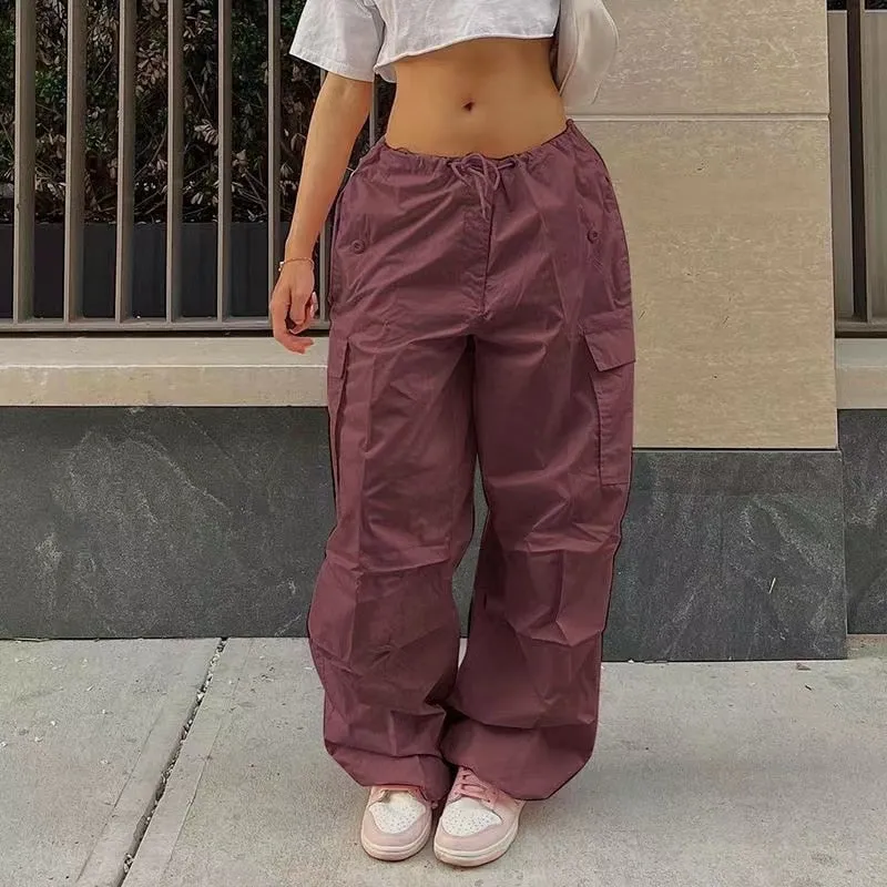 CityHottie - Y2K Clothing Oversized Plus Size Low Waist Parachute Loose Baggy Sweatpants Trousers Women Jogger Cargo Pants Streetwear Outfits