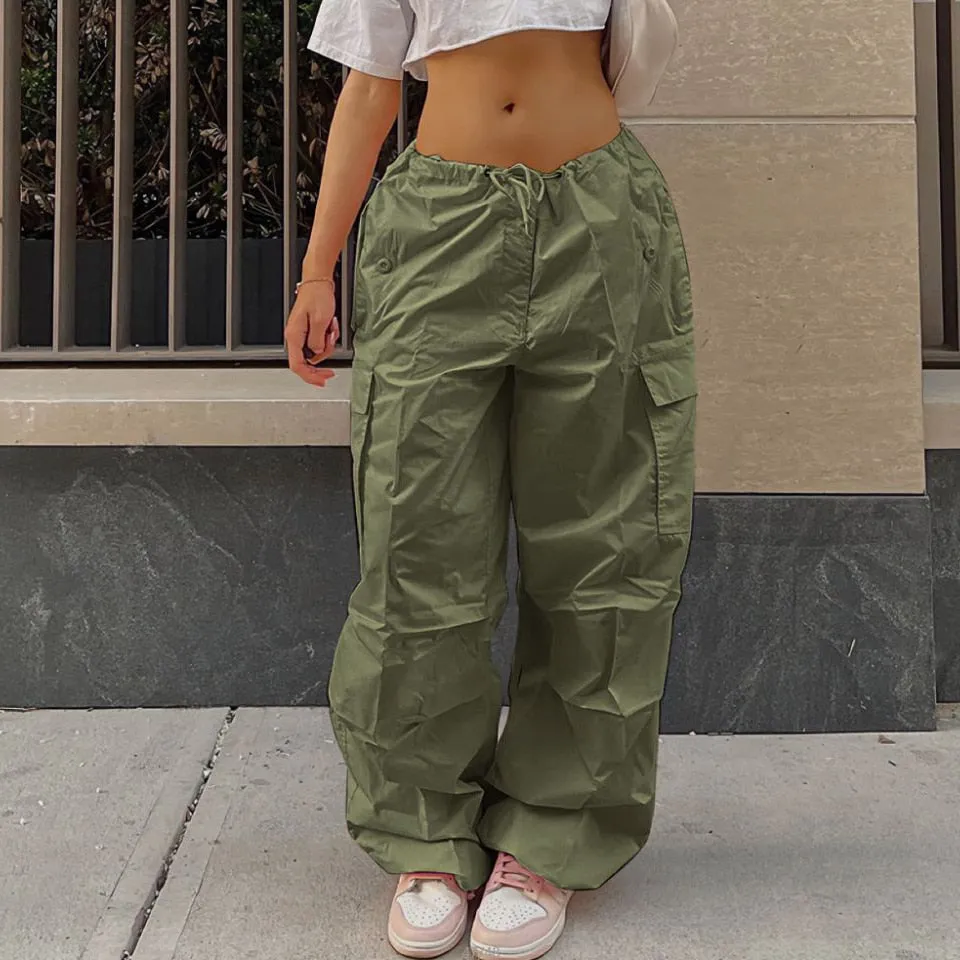CityHottie - Y2K Clothing Oversized Plus Size Low Waist Parachute Loose Baggy Sweatpants Trousers Women Jogger Cargo Pants Streetwear Outfits