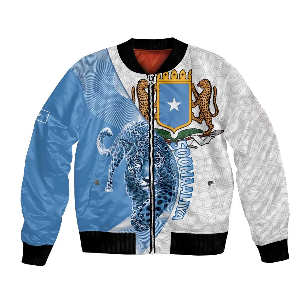 Coat of arms of Soomaaliya Bomber Jacket Leopard Skin mix Islamic Pattern LT15