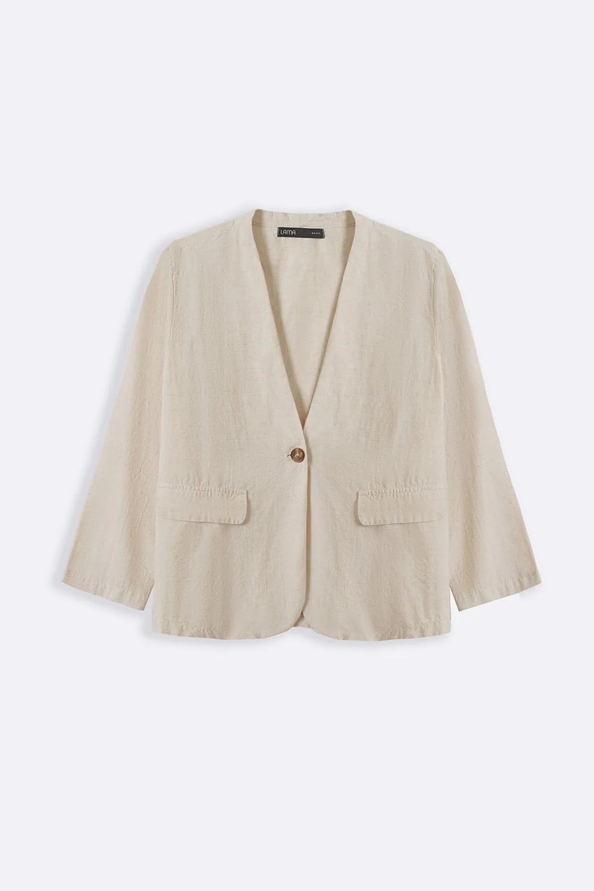 COLLARLESS LINEN BLAZER