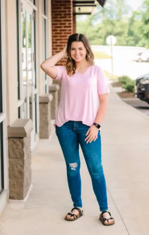 Come to Me Basic Tee in Dusty Pink