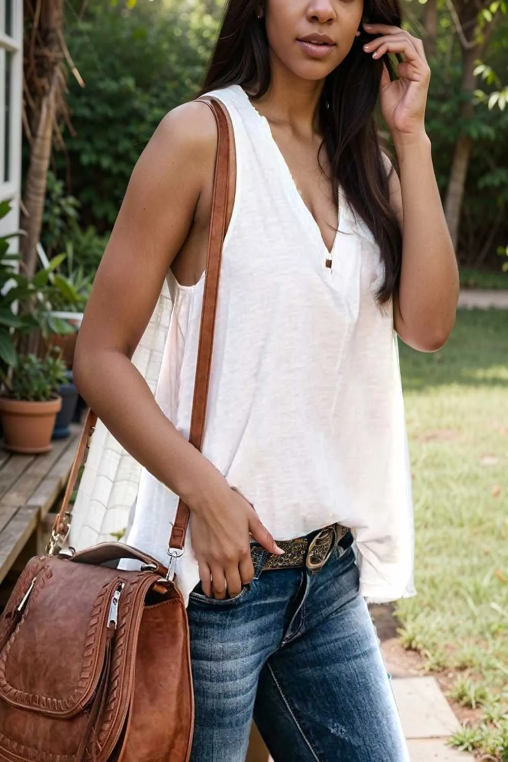 comfort sleeveless v neck tank top in solid colors