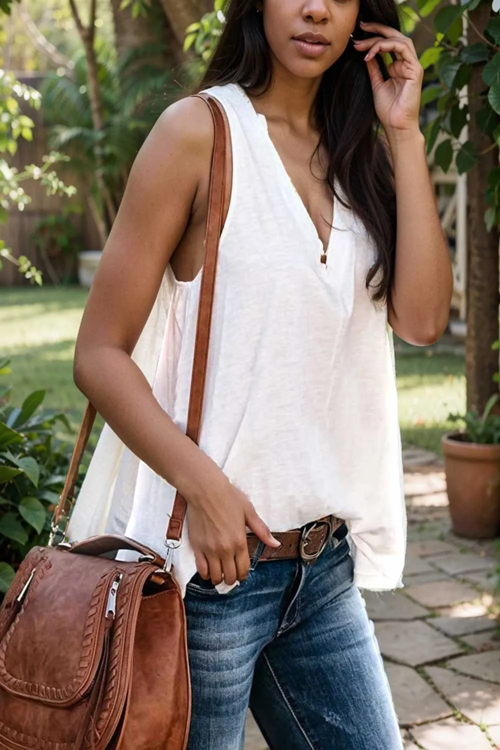 comfort sleeveless v neck tank top in solid colors