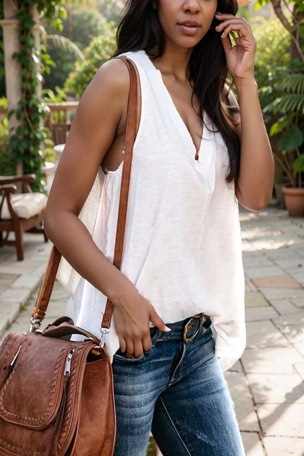 comfort sleeveless v neck tank top in solid colors