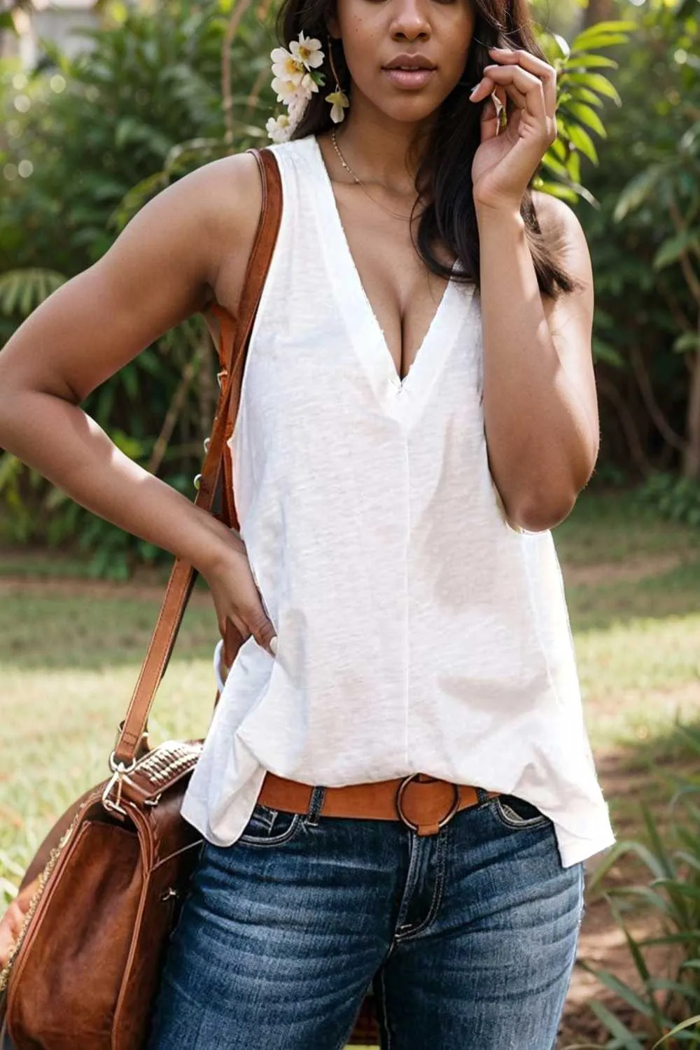 comfort sleeveless v neck tank top in solid colors