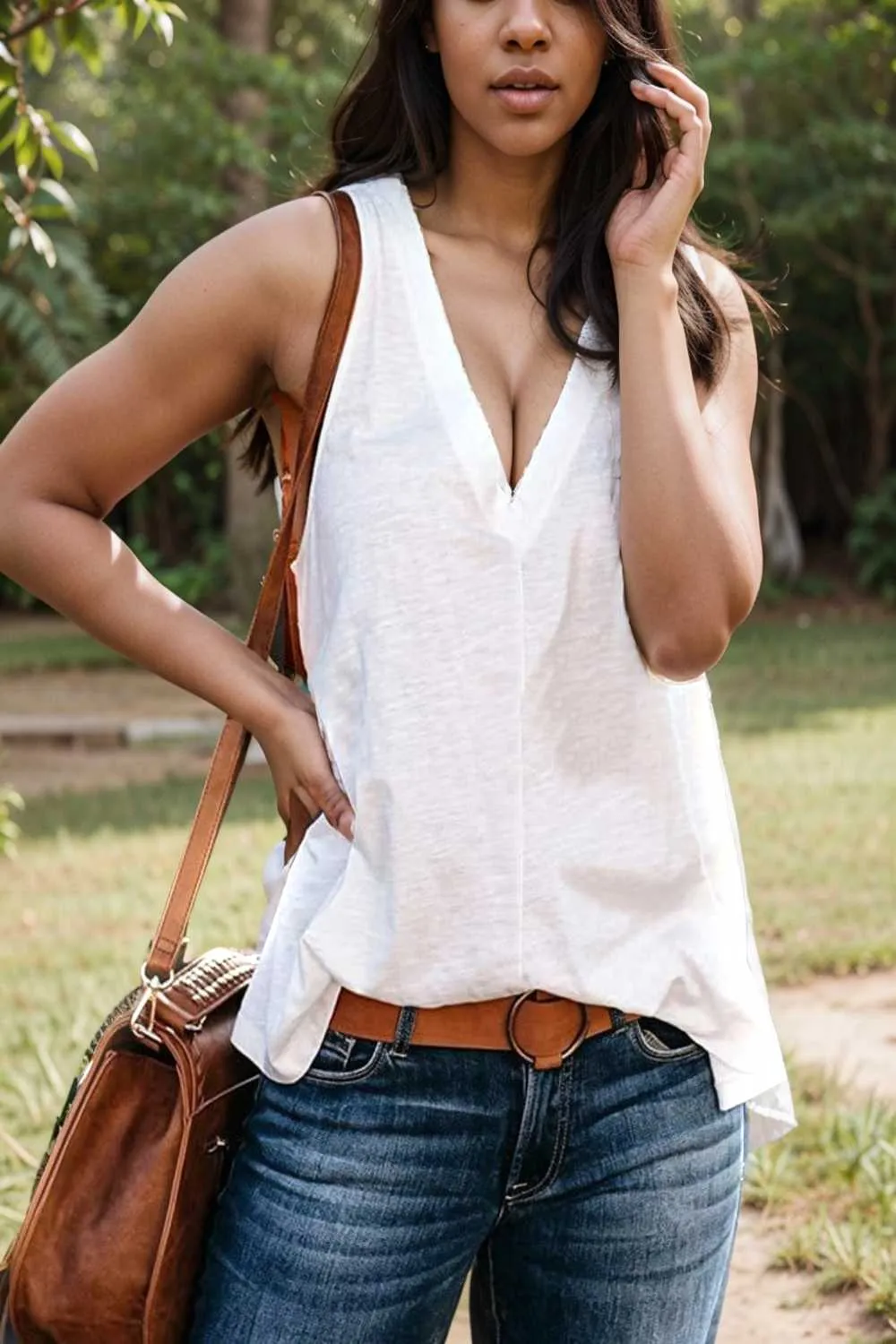comfort sleeveless v neck tank top in solid colors