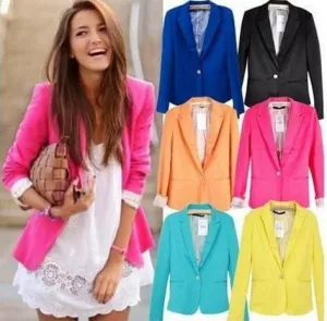 Comfortable women's Blazers Candy color lined with striped Z suit WL2314