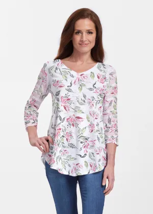Coral Blooms (7812) ~ Signature V-neck Flowy Tunic