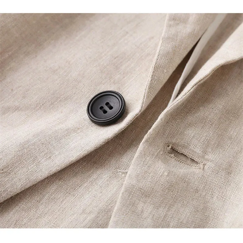 Cotton and Linen Small Suit Women Blazer 2022 Summer Korean Fashion Thin Coat Three-quarter Sleeve Casual Blazers Jacket