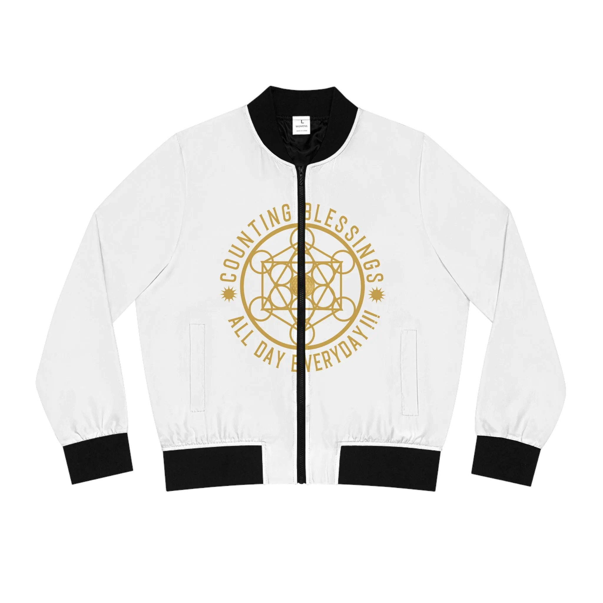COUNTING BLESSINGS ALL DAY EVERYDAY - Women's Bomber Jacket (AOP)