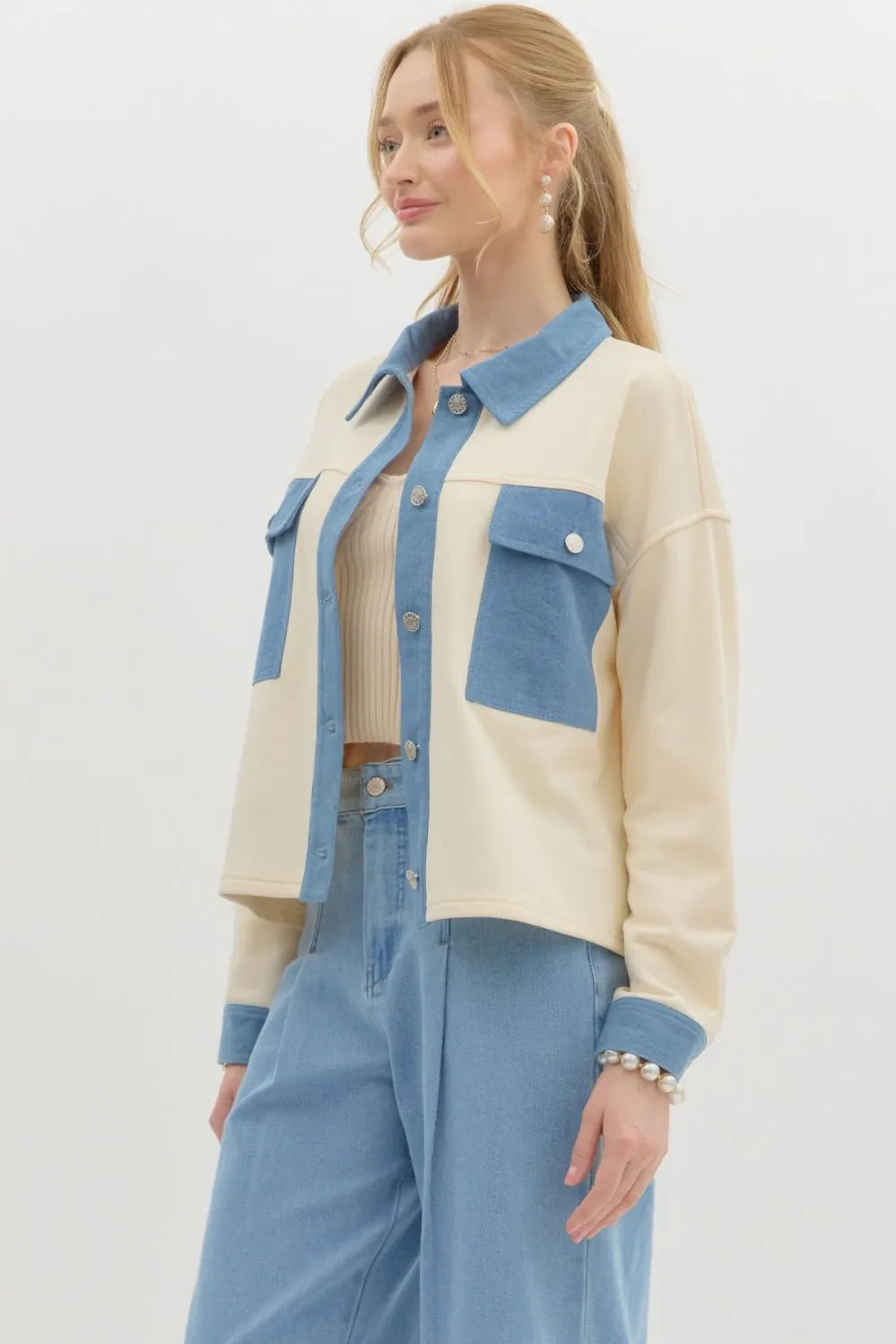 Cream & Denim Shacket