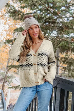 Cream Aztec Print Sweater Cardigan - FINAL SALE
