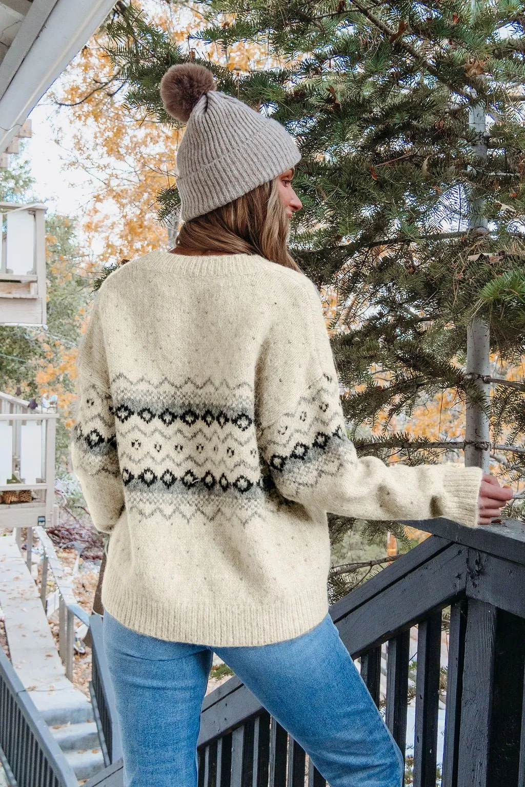 Cream Aztec Print Sweater Cardigan - FINAL SALE