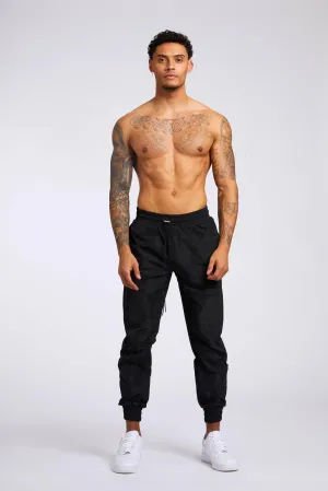 CRINKLE NYLON FIELD PANTS - BLACK