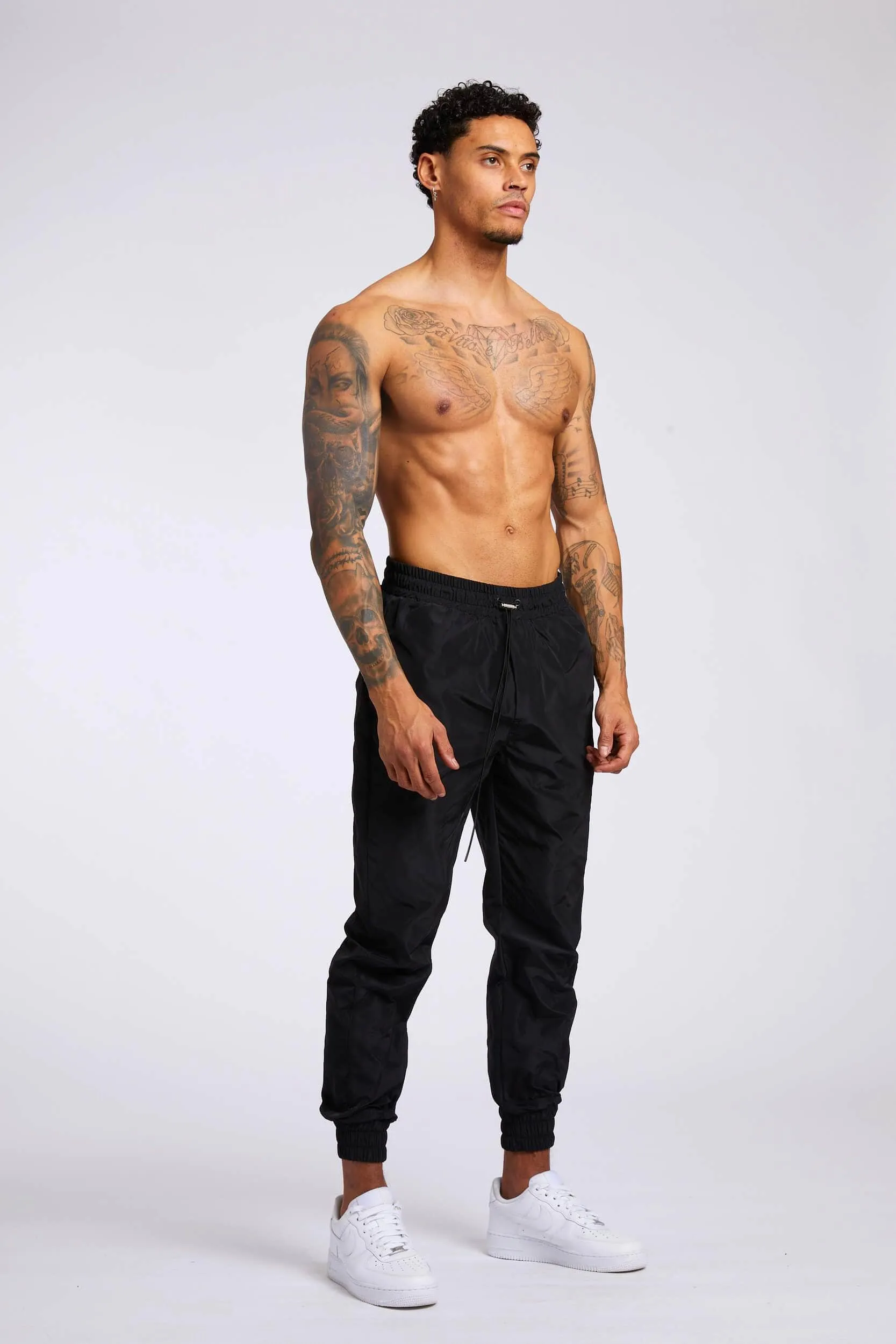 CRINKLE NYLON FIELD PANTS - BLACK