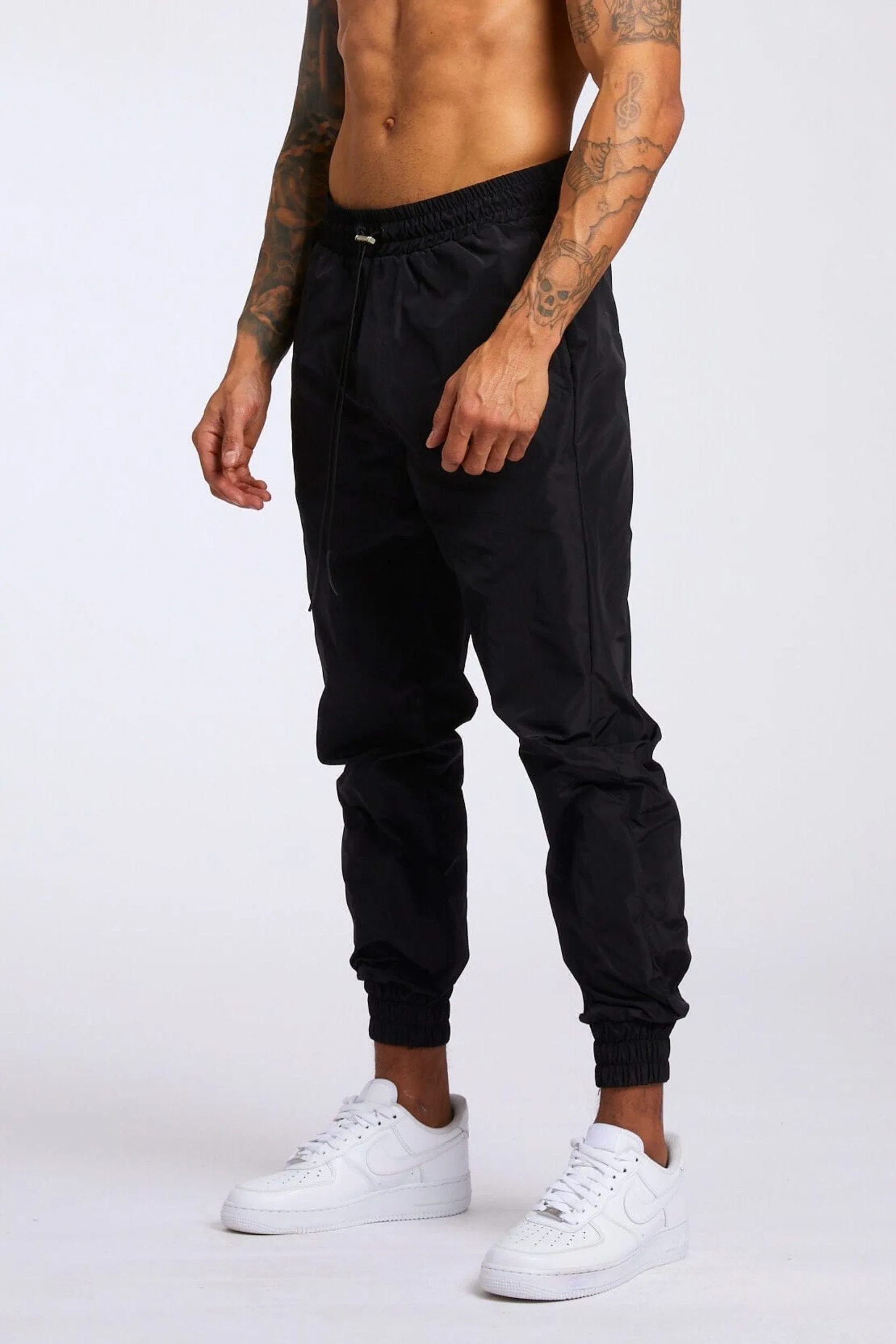 CRINKLE NYLON FIELD PANTS - BLACK